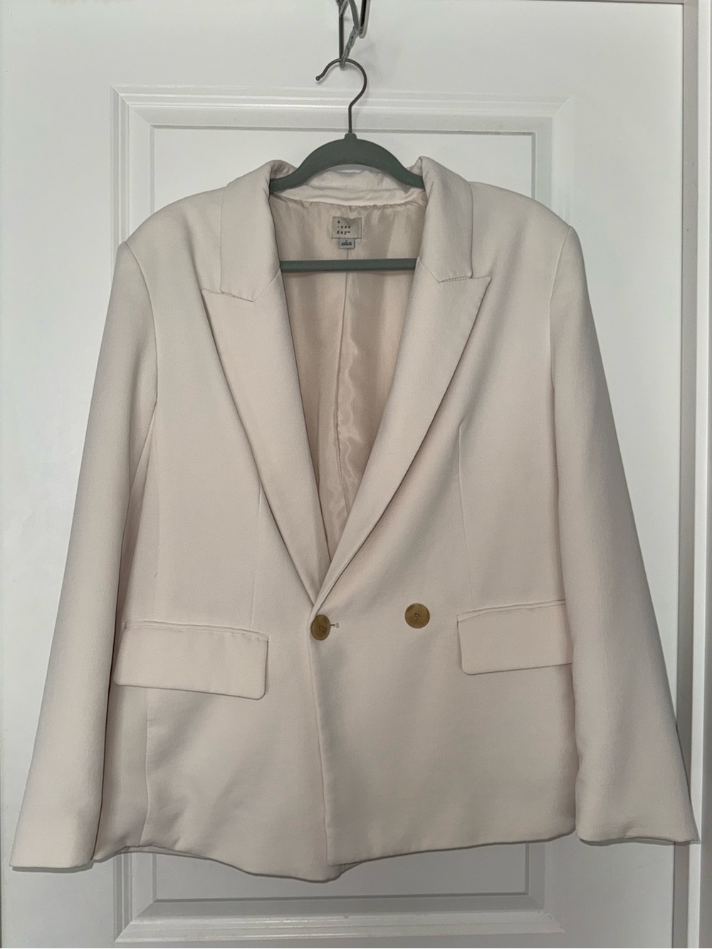A new day Cream Double-Breasted Blazer with Buttons